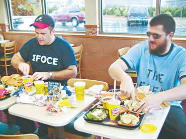 Competitive eaters at Wendy's