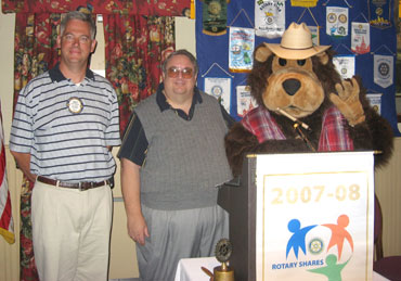 Bubba the Bear from 92.5FM stops by F'ville Rotary
